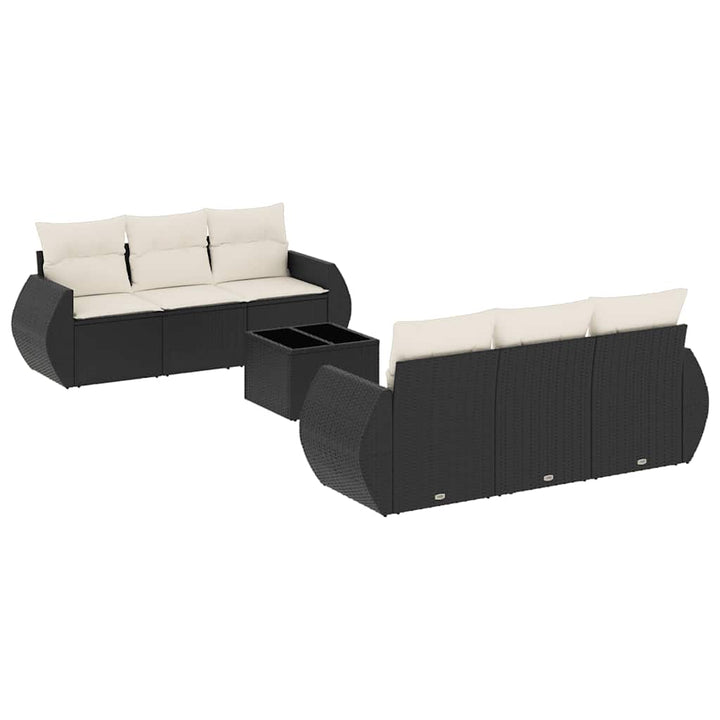 sofasæt til haven 7 dele med hynder polyrattan sort