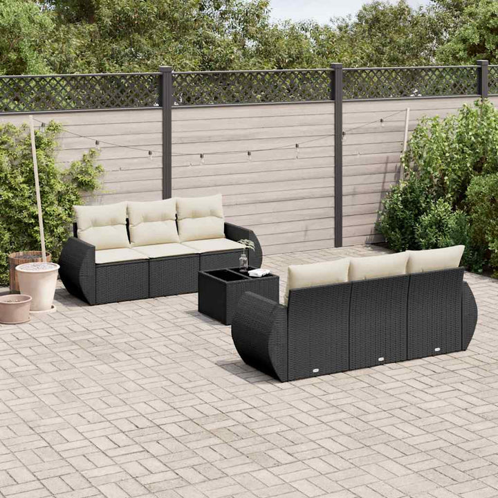 sofasæt til haven 7 dele med hynder polyrattan sort