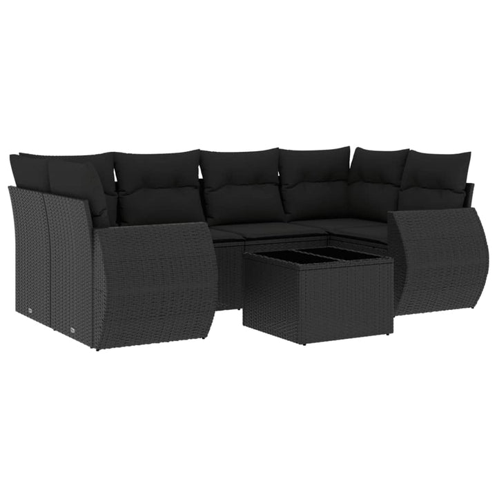 sofasæt til haven 7 dele med hynder polyrattan sort
