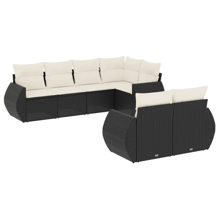 sofasæt til haven 7 dele med hynder polyrattan sort