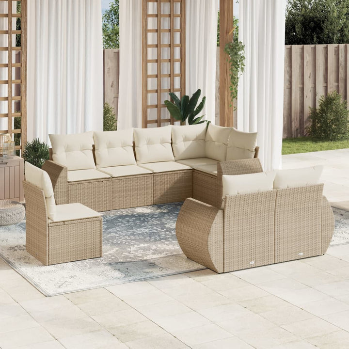 sofasæt til haven 8 dele med hynder polyrattan beige