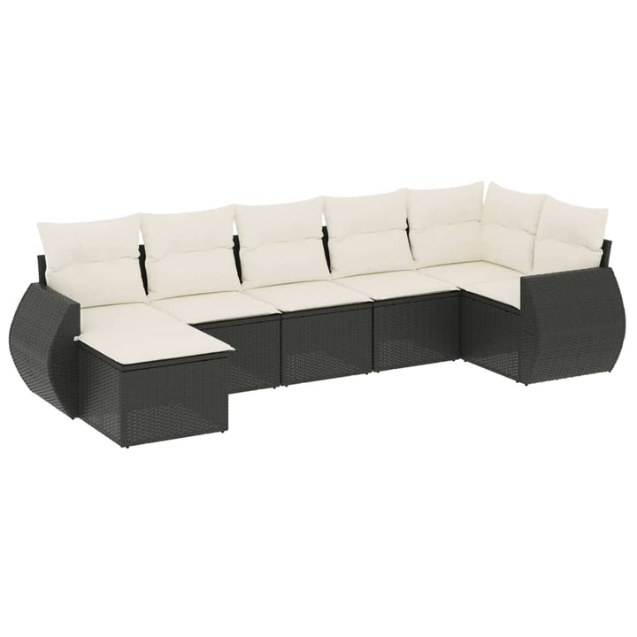 sofasæt til haven 7 dele med hynder polyrattan sort
