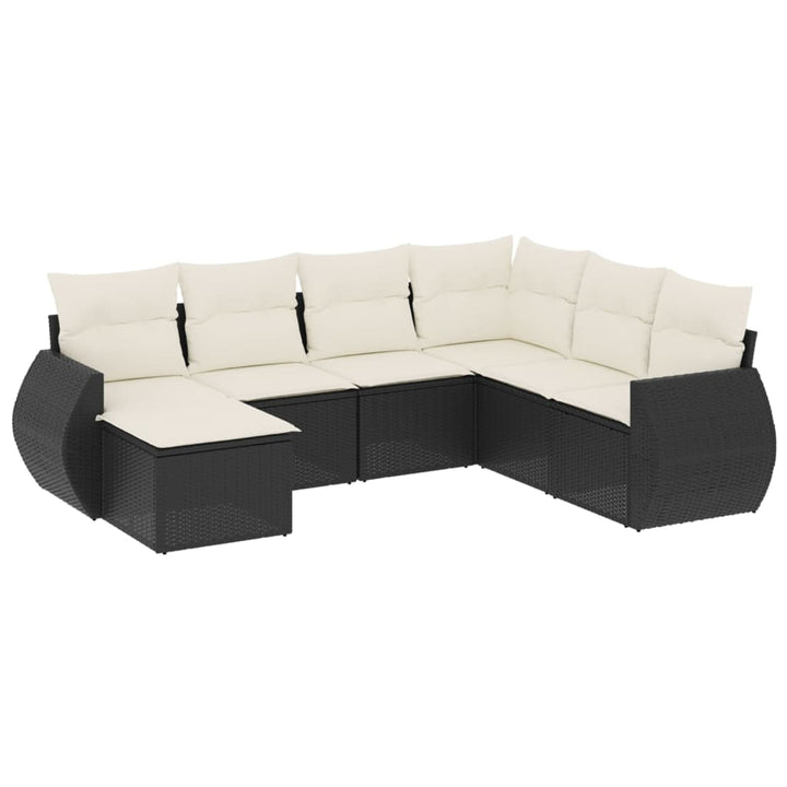 sofasæt til haven 7 dele med hynder polyrattan sort