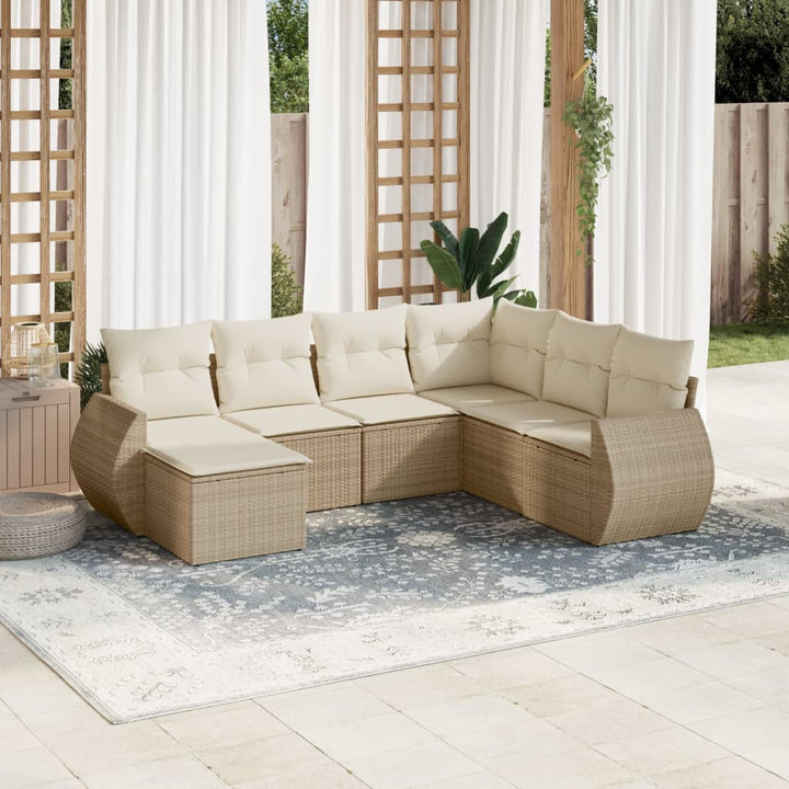 sofasæt til haven 7 dele med hynder polyrattan beige