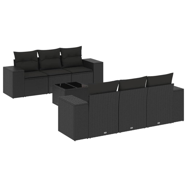 sofasæt til haven 7 dele med hynder polyrattan sort
