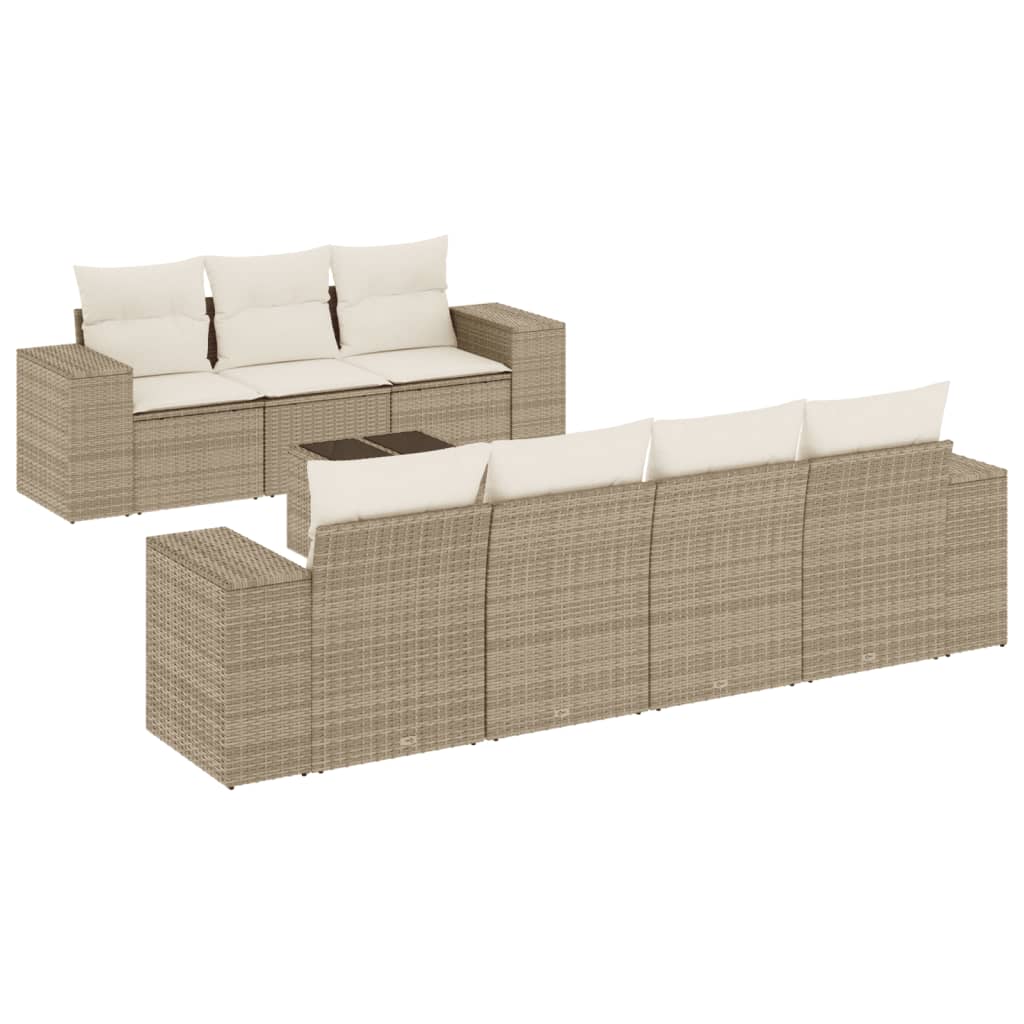 sofasæt til haven 8 dele med hynder polyrattan beige