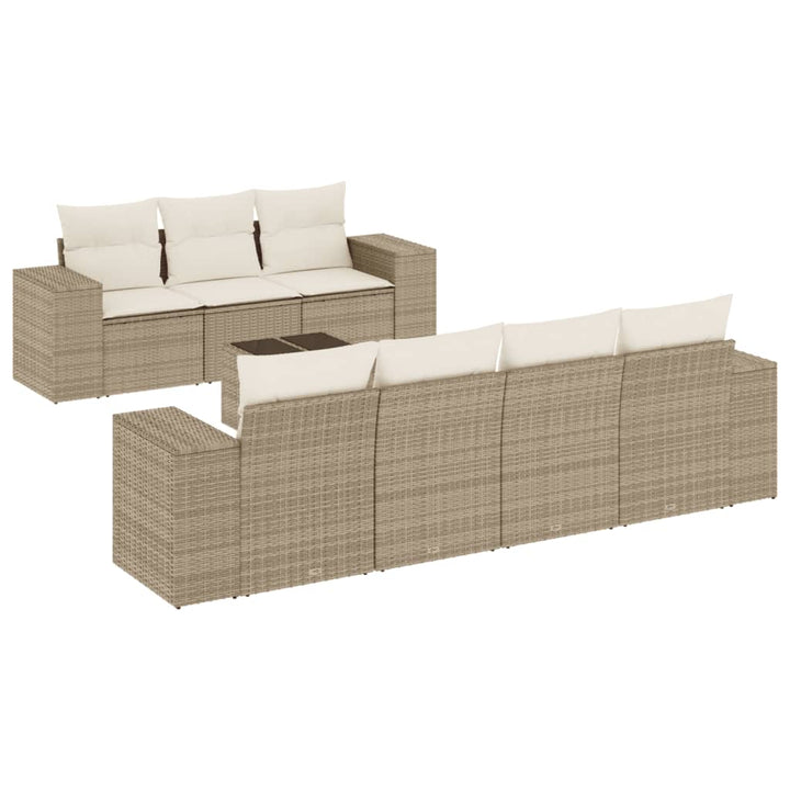 sofasæt til haven 8 dele med hynder polyrattan beige
