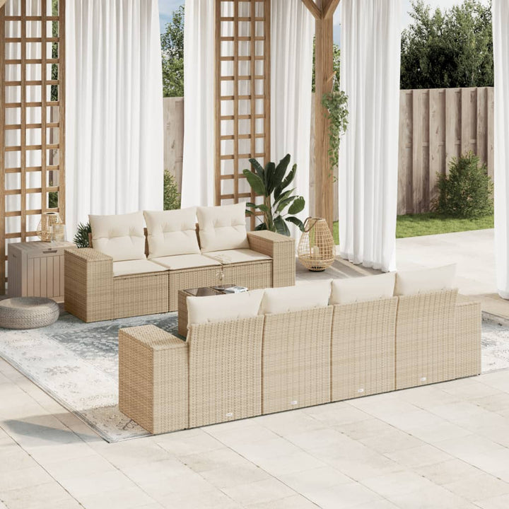 sofasæt til haven 8 dele med hynder polyrattan beige