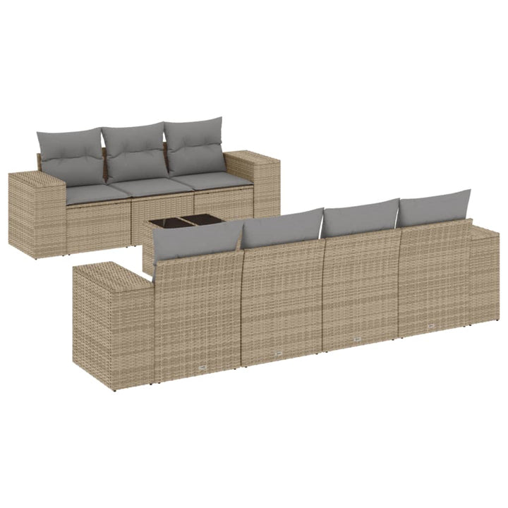sofasæt til haven 8 dele med hynder polyrattan beige