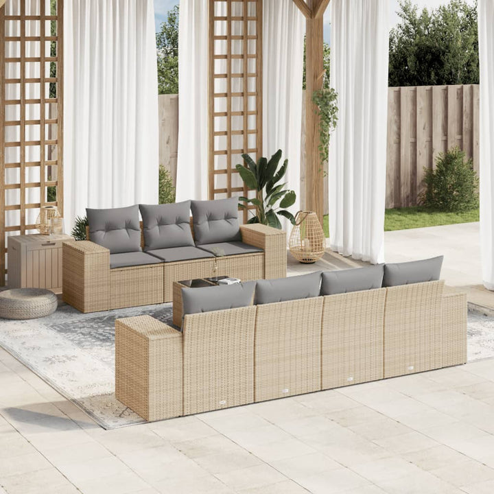 sofasæt til haven 8 dele med hynder polyrattan beige