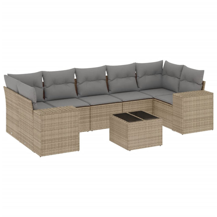 sofasæt til haven 8 dele med hynder polyrattan beige