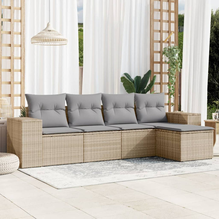 sofasæt til haven 5 dele med hynder polyrattan beige