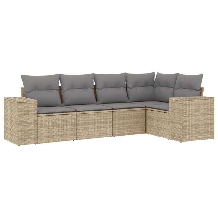 sofasæt til haven 5 dele med hynder polyrattan beige