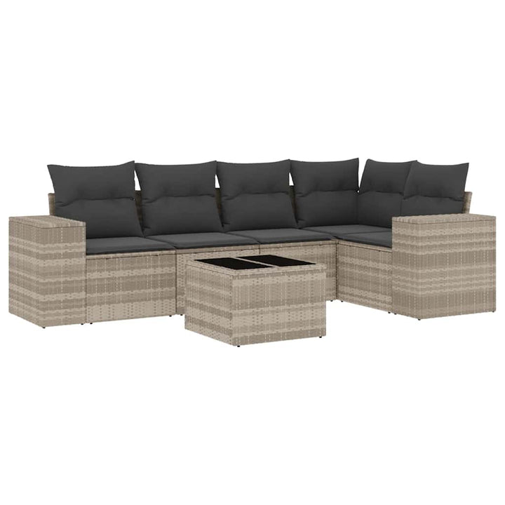 sofasæt til haven 6 dele med hynder polyrattan lysegrå