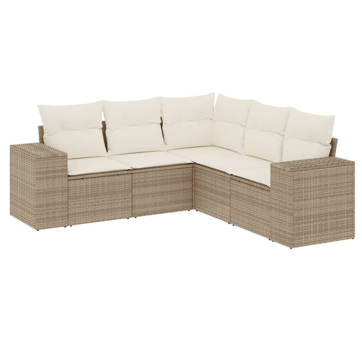 sofasæt til haven 5 dele med hynder polyrattan beige