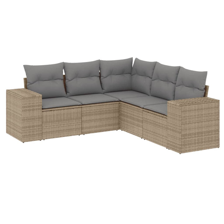 sofasæt til haven 5 dele med hynder polyrattan beige