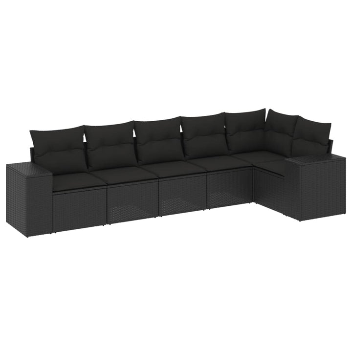 sofasæt til haven 6 dele med hynder polyrattan sort