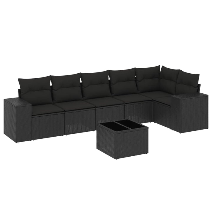 sofasæt til haven 7 dele med hynder polyrattan sort