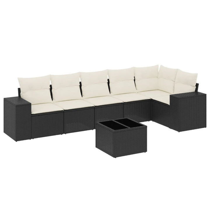 sofasæt til haven 7 dele med hynder polyrattan sort
