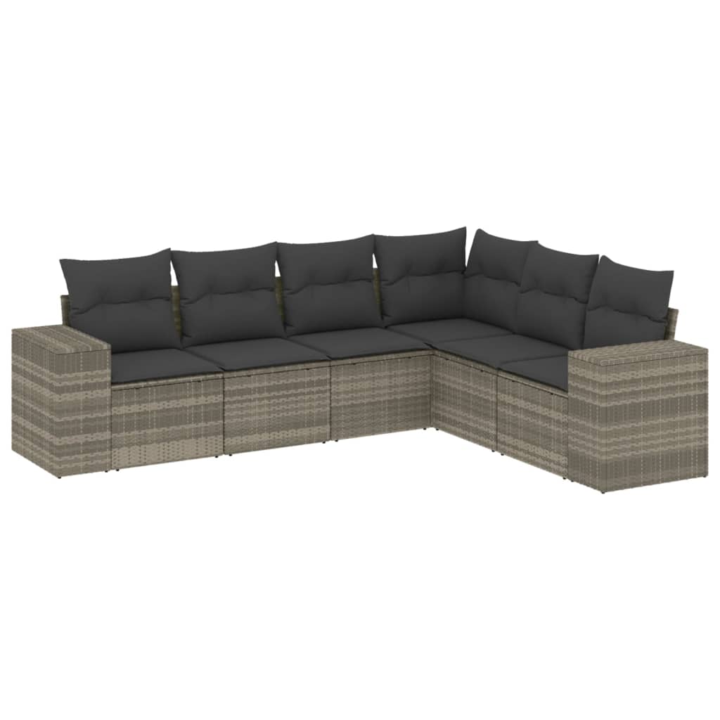 sofasæt til haven 6 dele med hynder polyrattan lysegrå