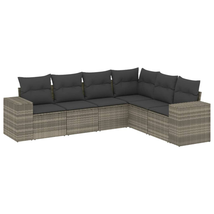 sofasæt til haven 6 dele med hynder polyrattan lysegrå