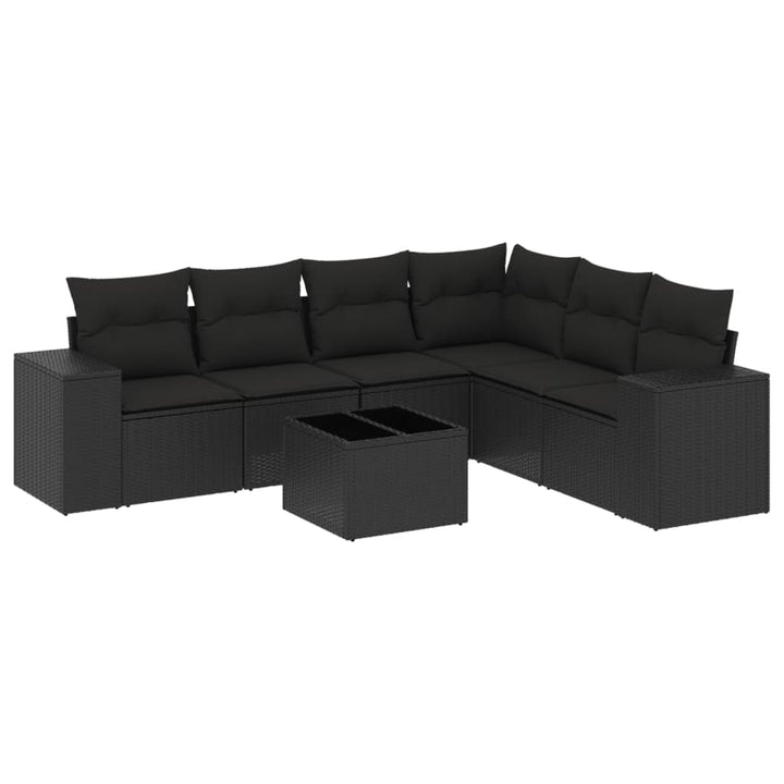 sofasæt til haven 7 dele med hynder polyrattan sort