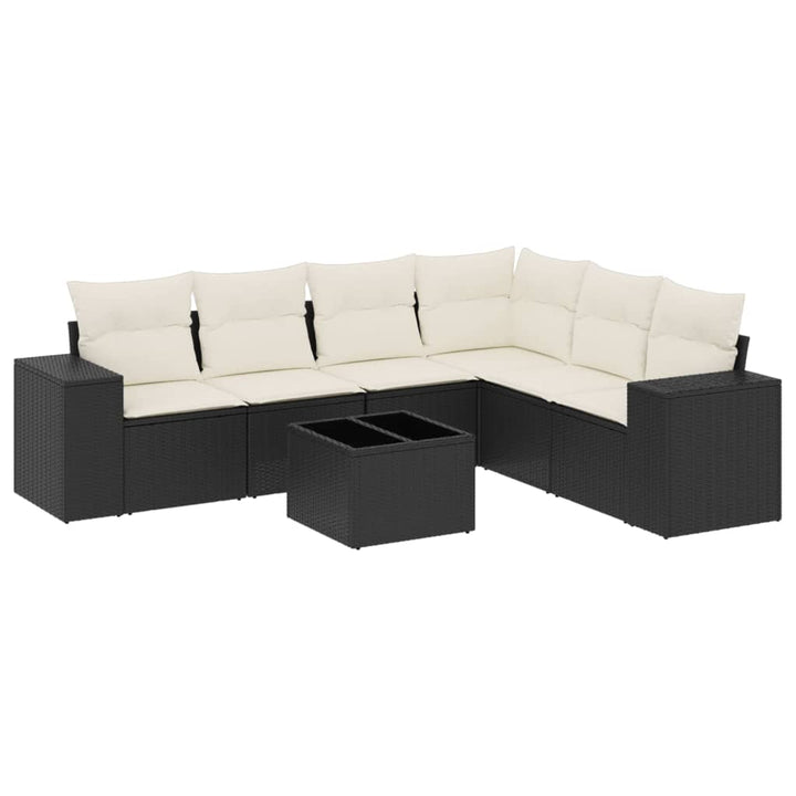 sofasæt til haven 7 dele med hynder polyrattan sort