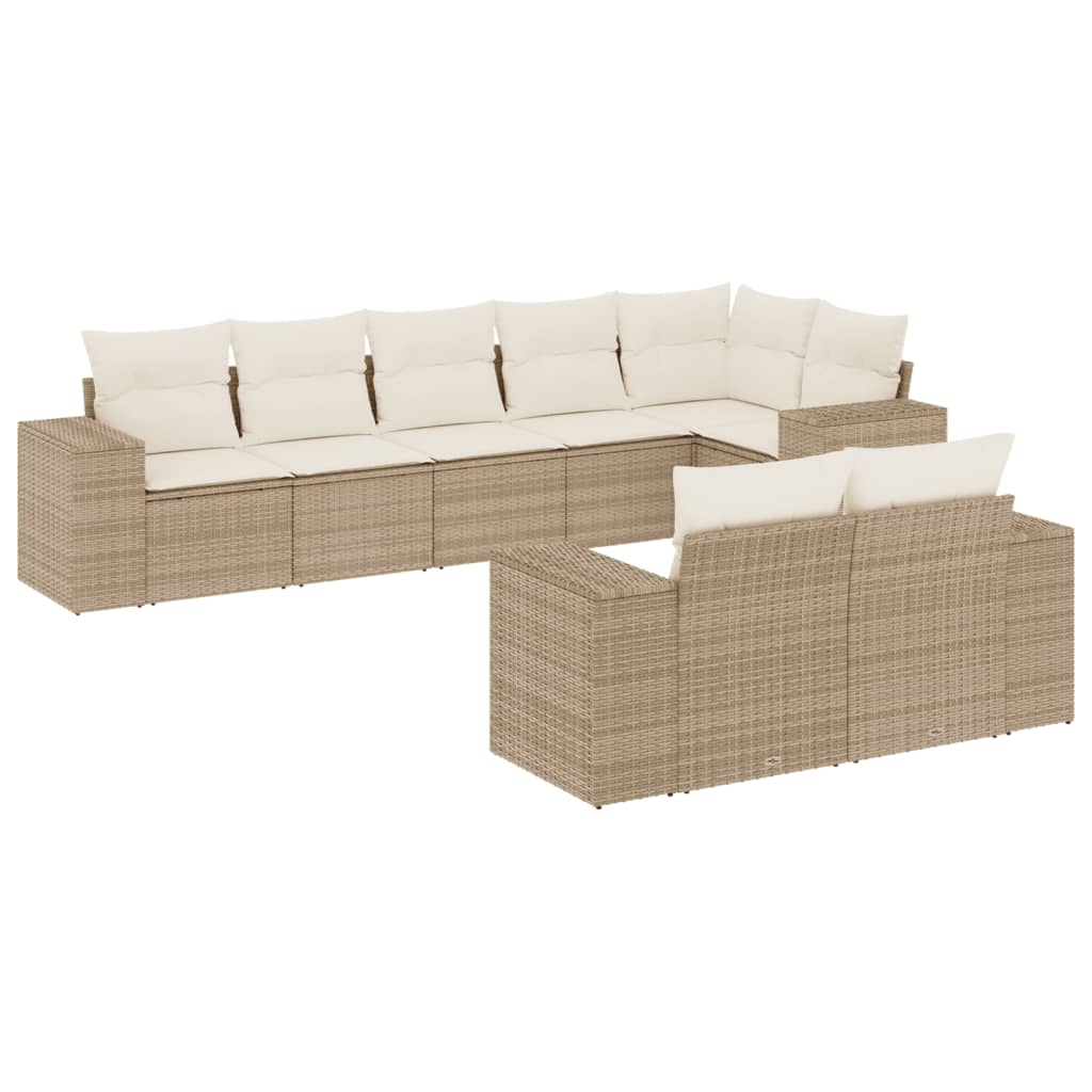 sofasæt til haven 8 dele med hynder polyrattan beige