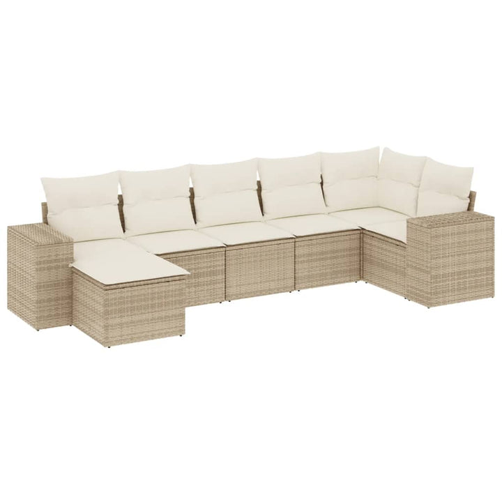 sofasæt til haven 7 dele med hynder polyrattan beige