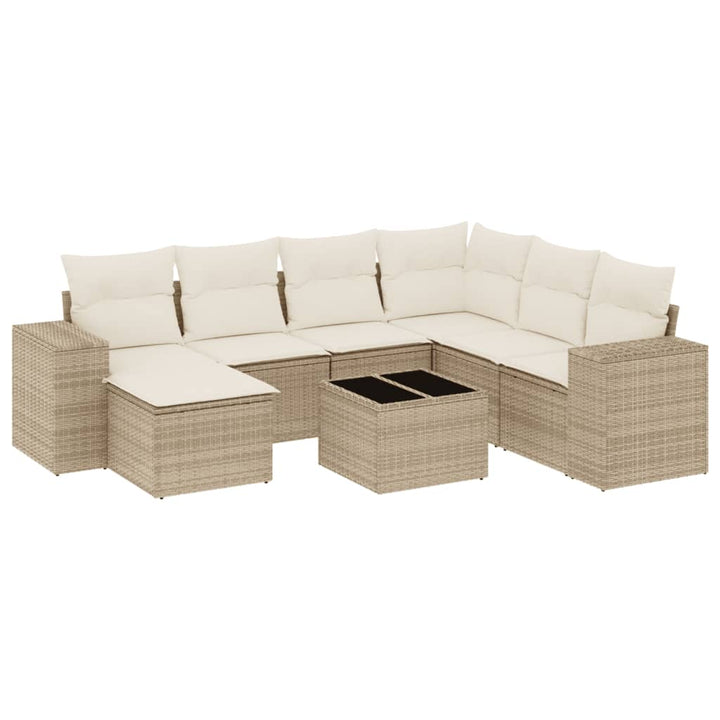 sofasæt til haven 8 dele med hynder polyrattan beige