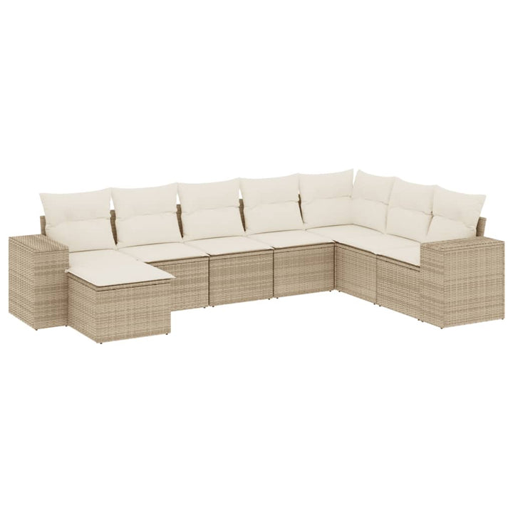 sofasæt til haven 8 dele med hynder polyrattan beige