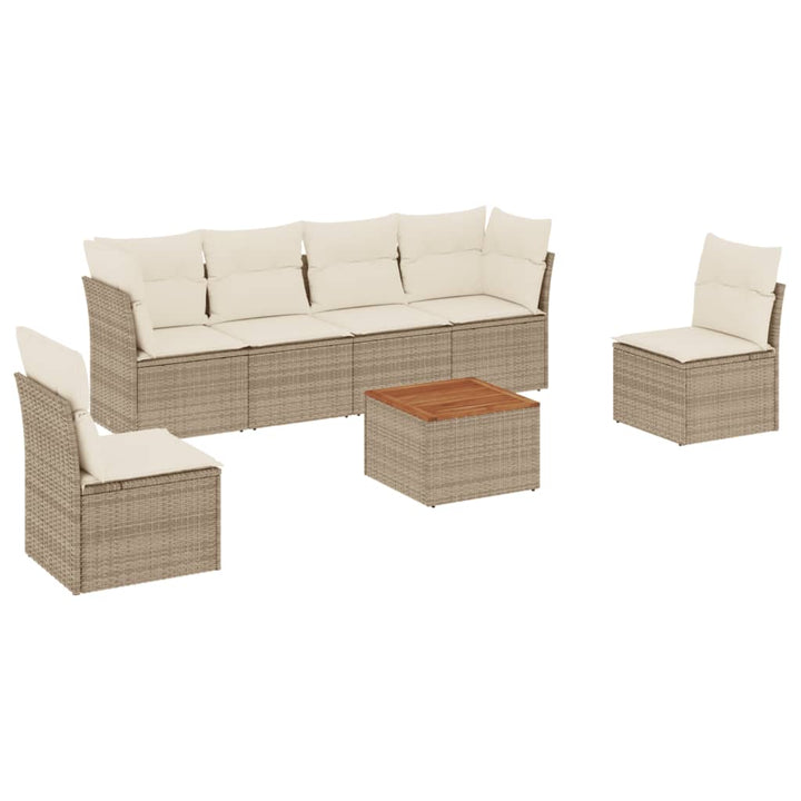 sofasæt til haven 7 dele med hynder polyrattan beige
