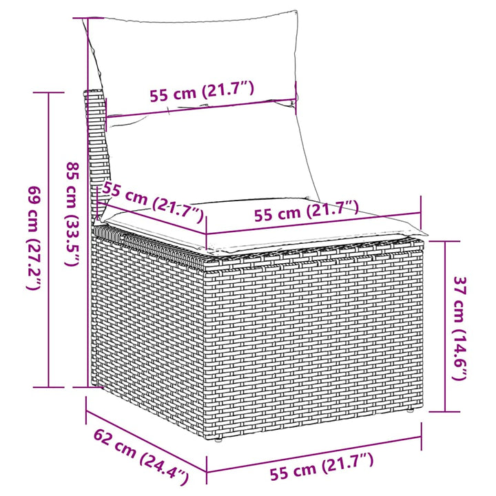 sofasæt til haven 7 dele med hynder polyrattan sort