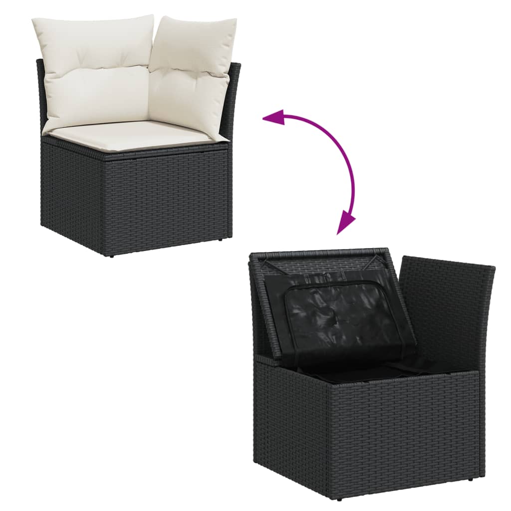 sofasæt til haven 7 dele med hynder polyrattan sort