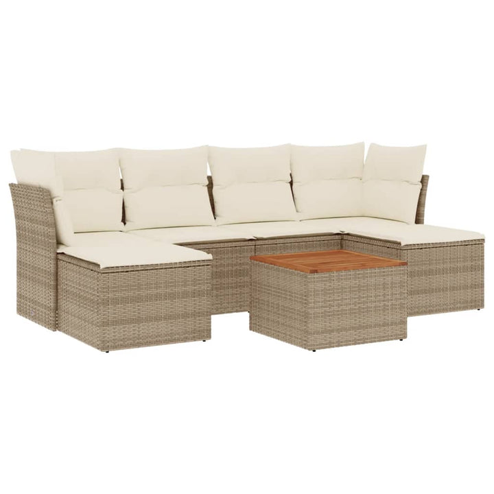 sofasæt til haven 7 dele med hynder polyrattan beige