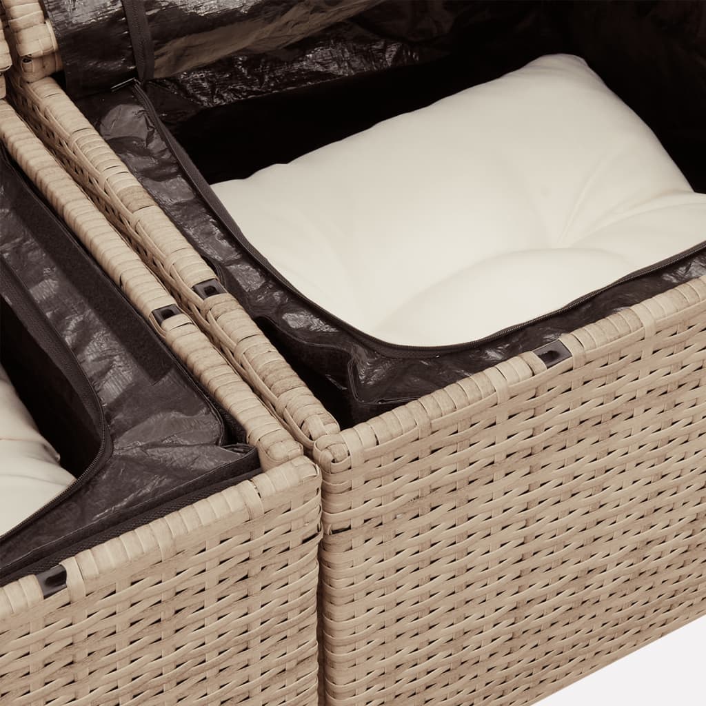 sofasæt til haven 7 dele med hynder polyrattan beige