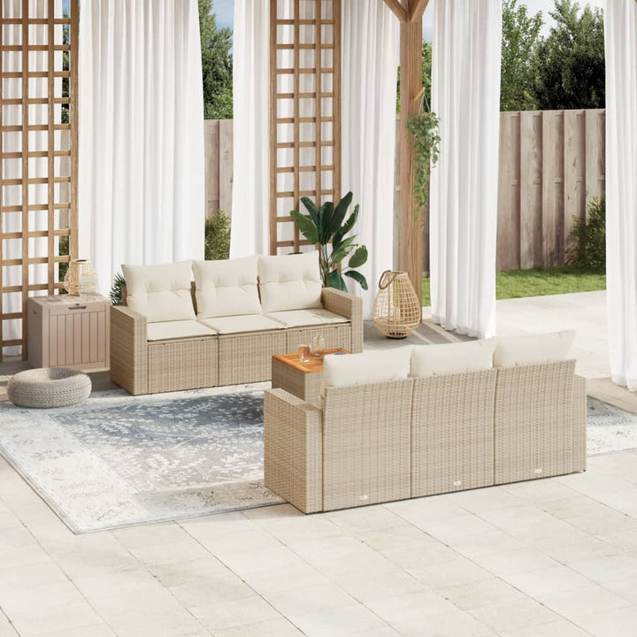 sofasæt til haven 7 dele med hynder polyrattan beige