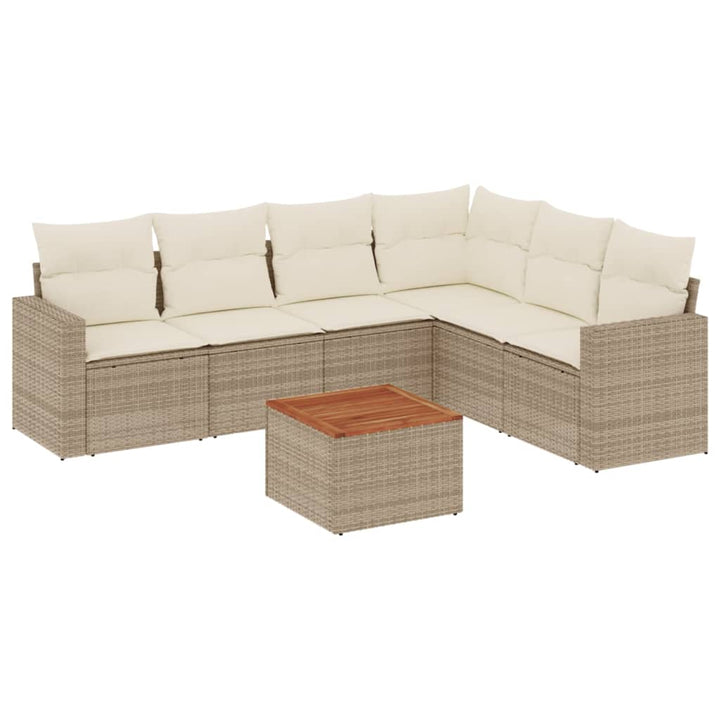 sofasæt til haven 7 dele med hynder polyrattan beige