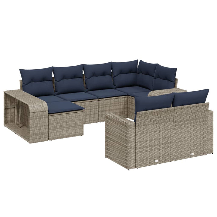 sofasæt til haven 10 dele med hynder polyrattan grå