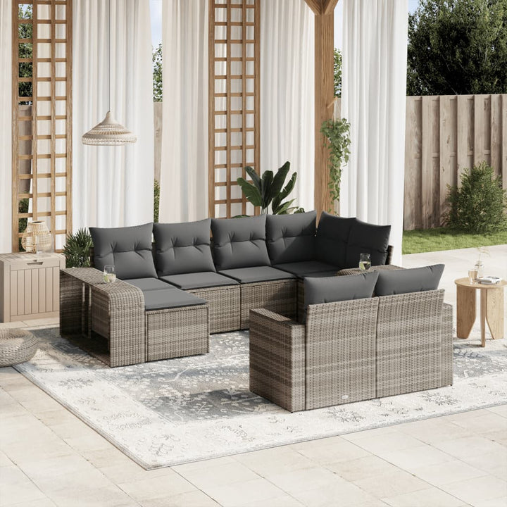 sofasæt til haven 10 dele med hynder polyrattan lysegrå
