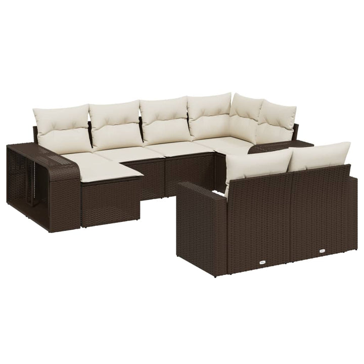 sofasæt til haven 10 dele med hynder polyrattan brun