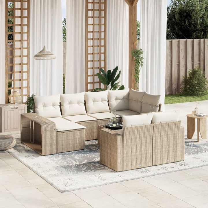 sofasæt til haven 11 dele med hynder polyrattan beige