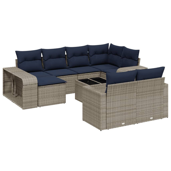 loungesæt til haven 11 dele med hynder polyrattan grå