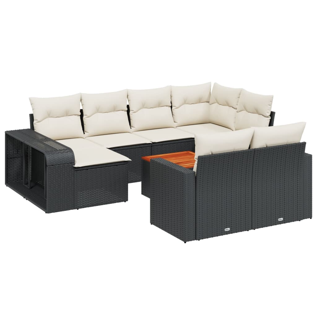 sofasæt til haven 11 dele med hynder polyrattan sort