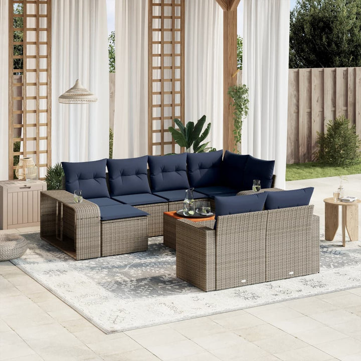 loungesæt til haven 11 dele med hynder polyrattan grå