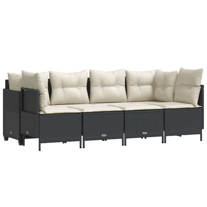 sofasæt til haven 5 dele med hynder polyrattan sort