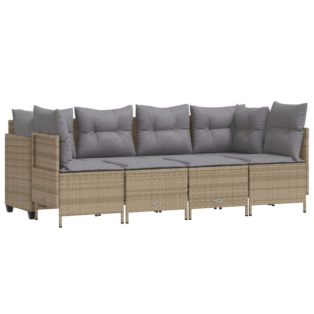 sofasæt til haven 5 dele med hynder polyrattan beige