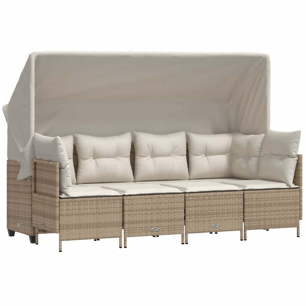 sofasæt til haven 5 dele med hynder polyrattan beige