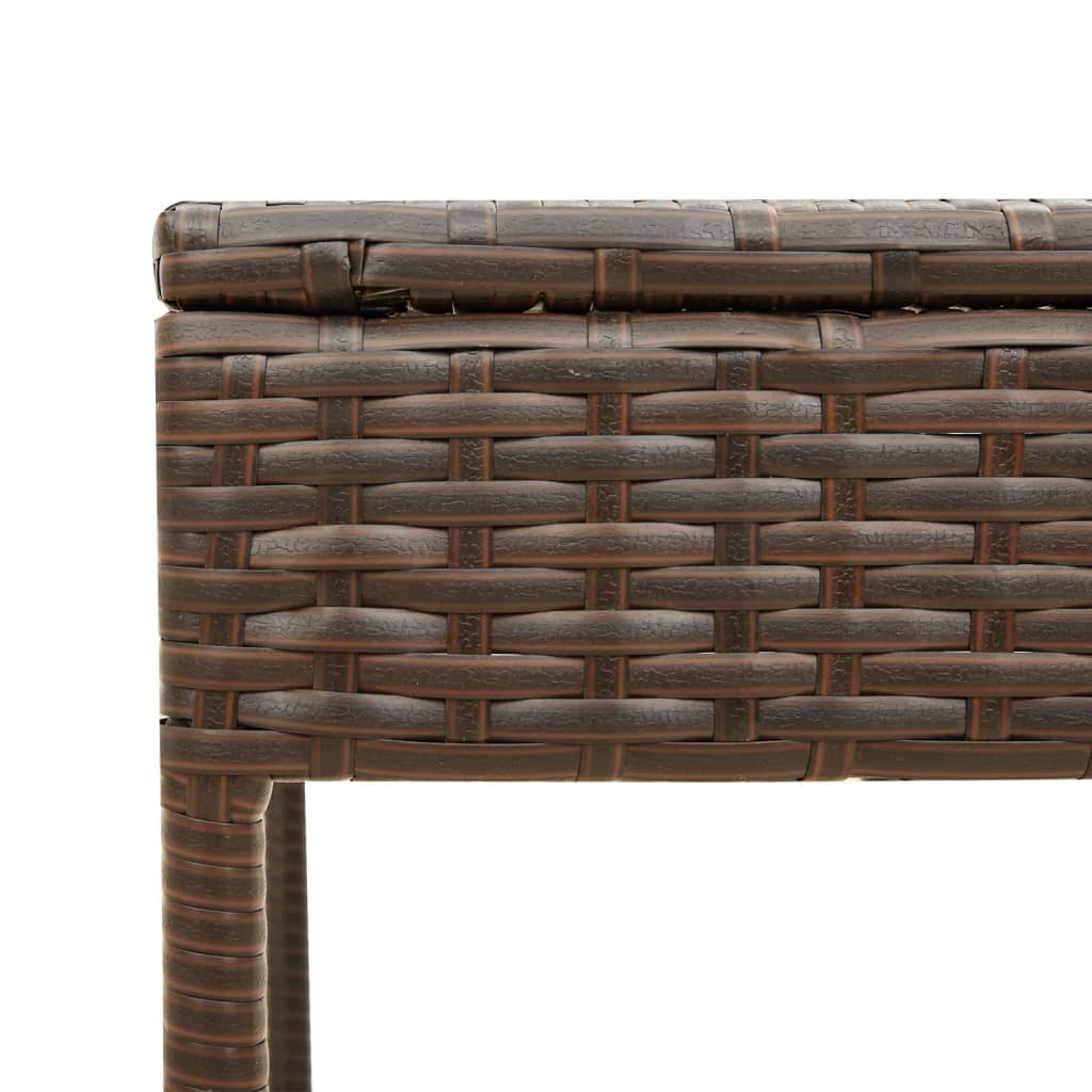 liggestole 2 stk. med baldakiner og bord polyrattan brun