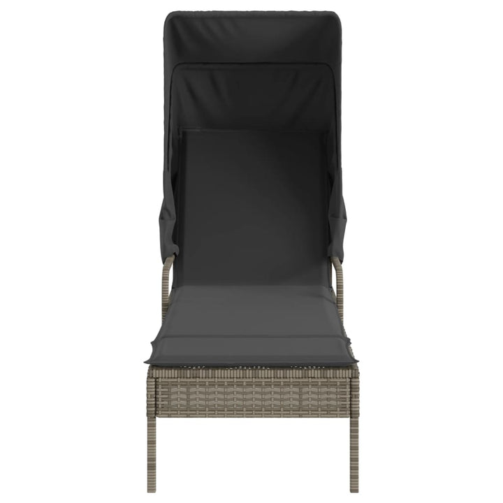 liggestole 2 stk. med baldakiner og bord polyrattan grå